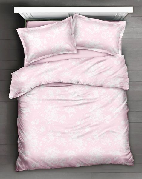 Комплект постільної білизни Flowerage сімейний рожевий із білим La Nuit 