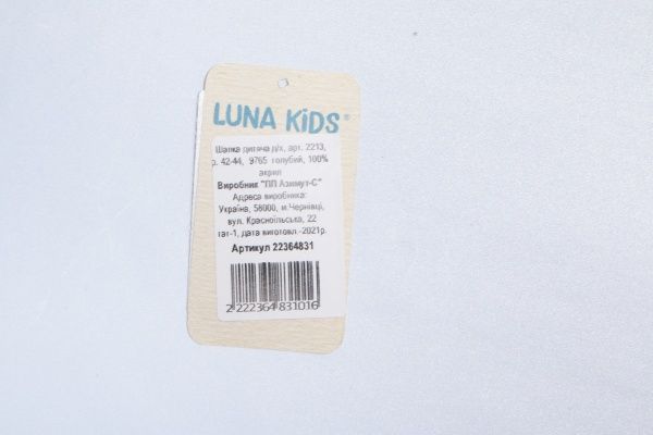 Шапочка дитяча для хлопчика Luna Kids р.42 блакитний 2213 