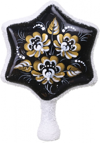 Верхівка скляна з блискітками Зірка еліт 20 см комбінована в асортименті 