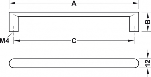 Ручка скоба Hafele 96 мм 106.69.420 матовый черный