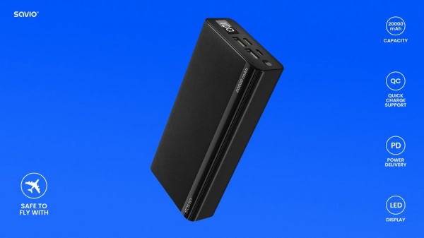 Повербанк SAVIO 20000 mAh black (SAVBA-05_WV) 