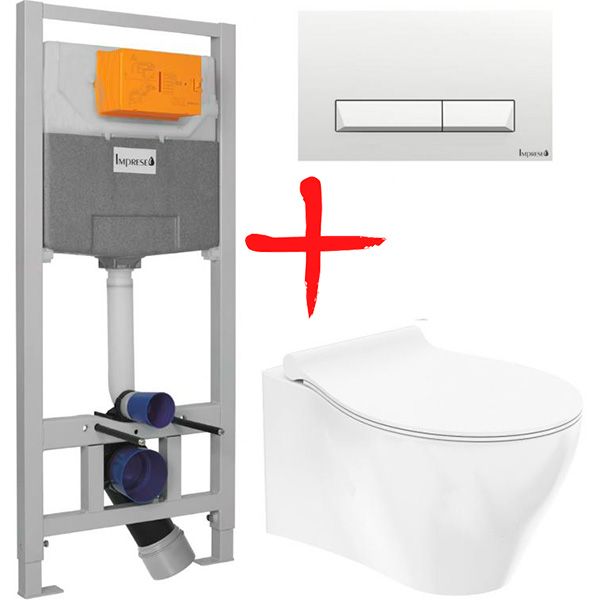 Комплект инсталляции Imprese 3 в 1 + унитаз Praha Rimless