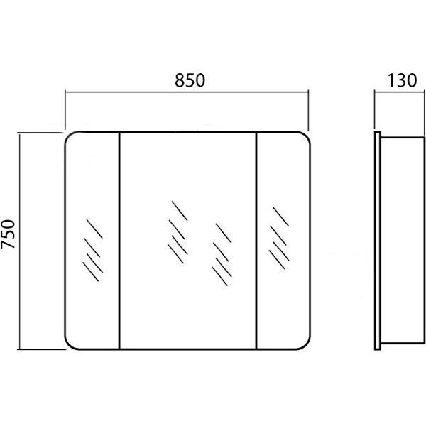 Дзеркальна шафа Aqua Rodos Рома 85 