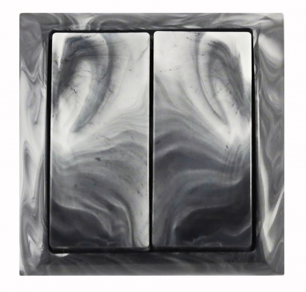 Выключатель накладной двухклавишный без подсветки мрамор 2208 MARBLE