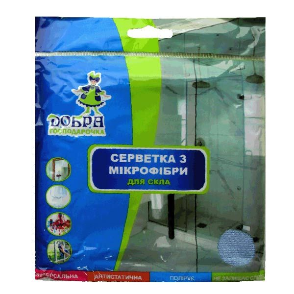 Салфетка из микрофибры для стекла Хорошая хозяюшка 1 шт