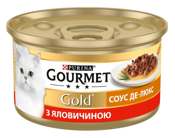 Корм Gourmet Gold соус Де-Люкс с говядиной 85 г