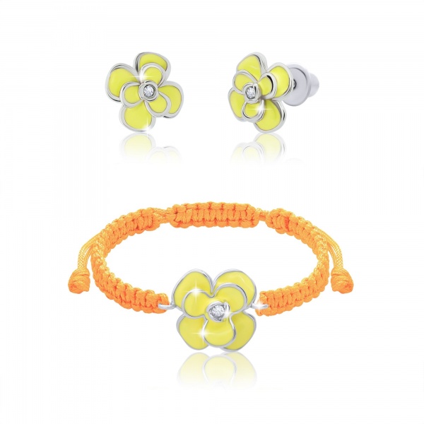 Серьги-пусеты UMa&UMi Пион желтый