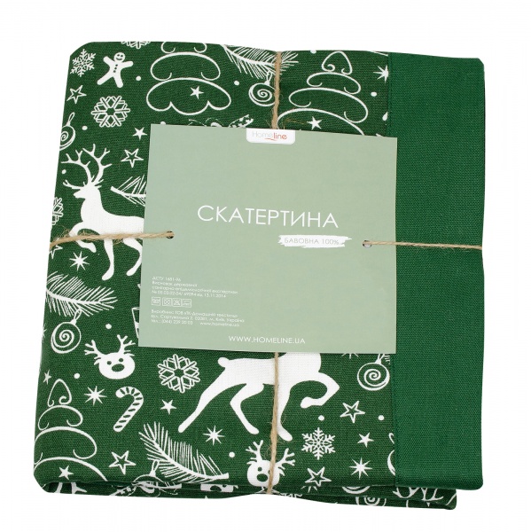Скатерть 140x180 см зеленый с рисунком Homeline 