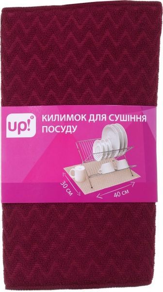 Коврик для сушки посуды 30х40 микрофибра красный UP! (Underprice)