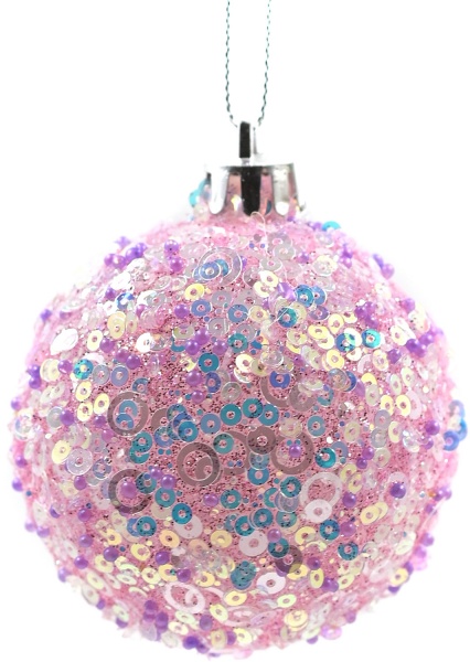 Шар новогодний Фейерверк 80 мм розовый 8548