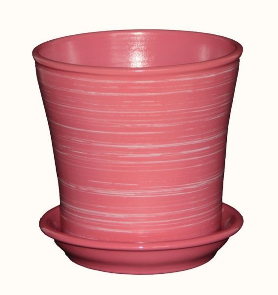 Горщик керамічний Оріана-Запоріжкераміка Вуаль №1 глянець круглий 4 л рожево-білий 