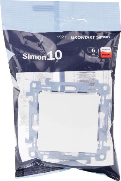 Выключатель одноклавишный Simon 10 без подсветки 10 А 250В белый CW1.01/11