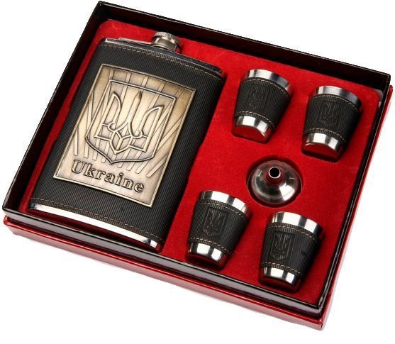 Фляга з рюмками Герб України A120