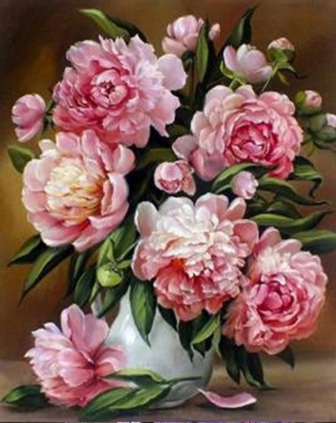 Набір для творчості Рожеві півонії 40x50 см 188587 Діамантові ручки 