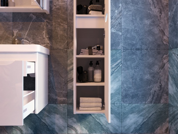 Тумба підвісна ЮВЕНТА Livorno-60 білий з умивальником Luxury-60