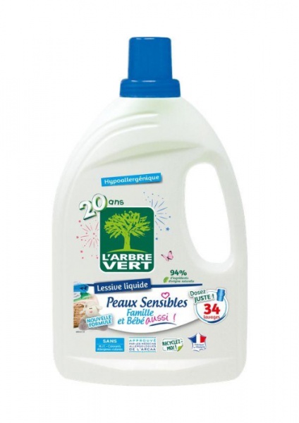 Жидкое средство для машинной стирки Larbre Vert Чувствительная кожа 1,53 л