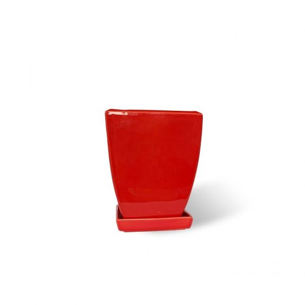 Горшок керамический Резон Конус квадратный 1,1л красный 
