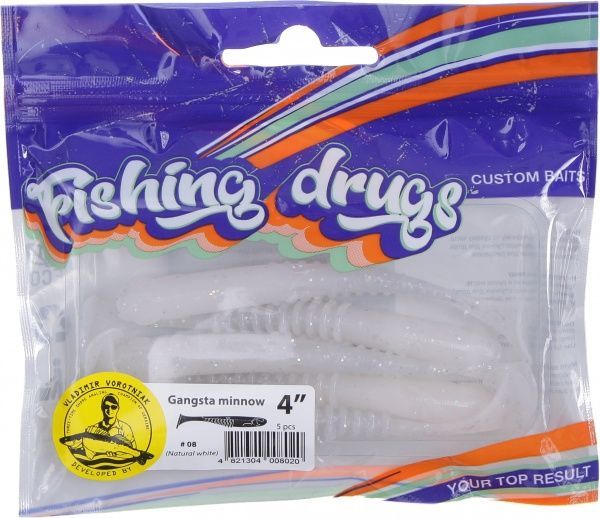Приманки для ловли рыбы Гангста Минов 100 мм 5 шт. натуральный белый