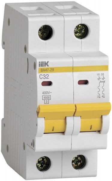 Автоматичний вимикач IEK ВА47-29 2Р 32А 4,5кА MVA20-2-032-C