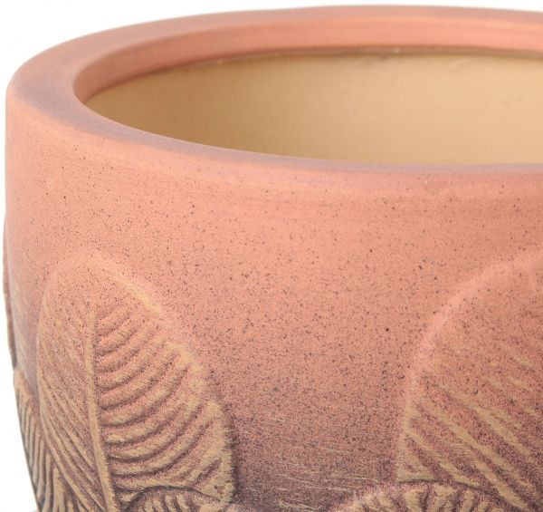 Горщик Viet Thanh Ceramic з блюдцем перо 16х14 см VT.11660-3 круглий коричневий 