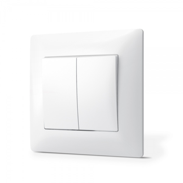 Выключатель двухклавишный TITANUM Videx Binera без подсветки TF-ST-SW2-W