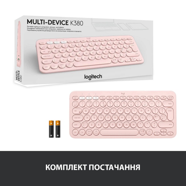 Клавіатура Logitech K380 Multi-Device Bluetooth UA (L920-009867) rose 