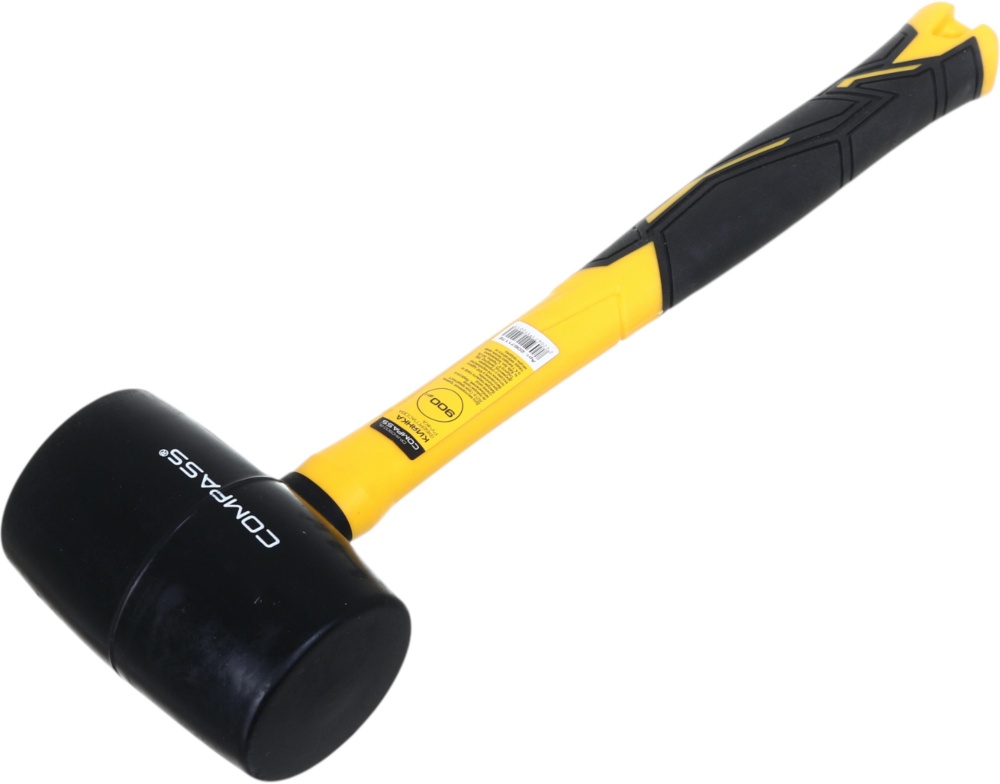 Киянка Compass 900 г чорна гума фібергласова ручка CP-RH0900-BL