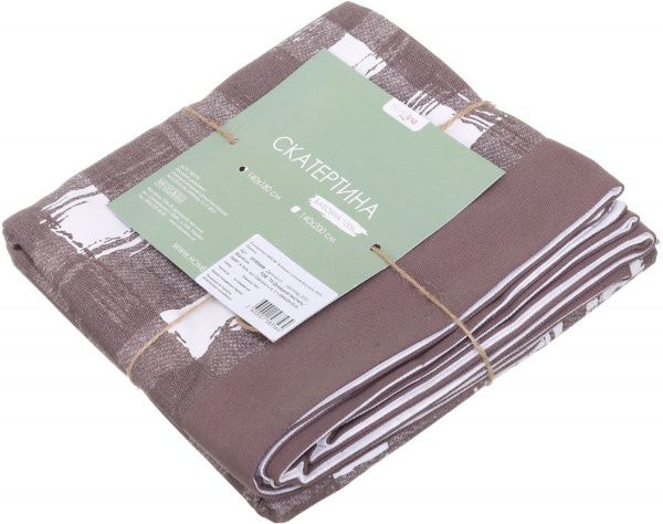 Скатертина клітинка з рамкою капучіно 140x180 см капучино Домашній текстиль 