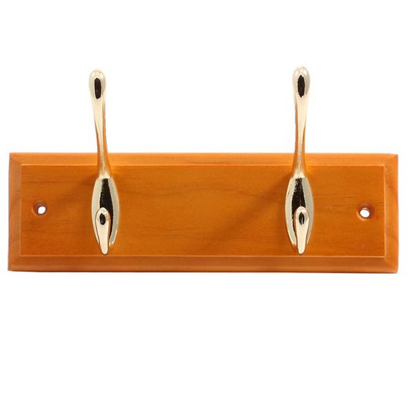 Вешалка  Larvij на планке тёмная сосна 220x70 мм 2 крючка золото