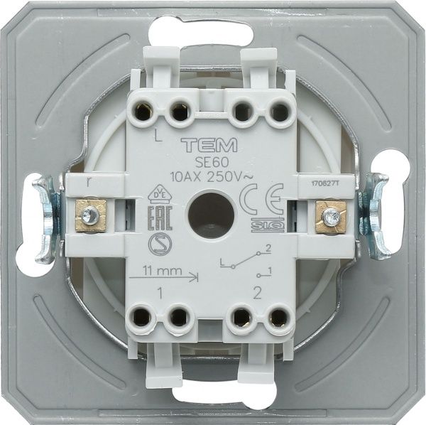 Переключатель проходной одноклавишный TEM Ekonomik без подсветки 10 А 250В белый SE60PWXO-U