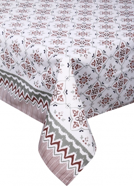 Скатерть Demetra 140x220 см белый с рисунком Luna 