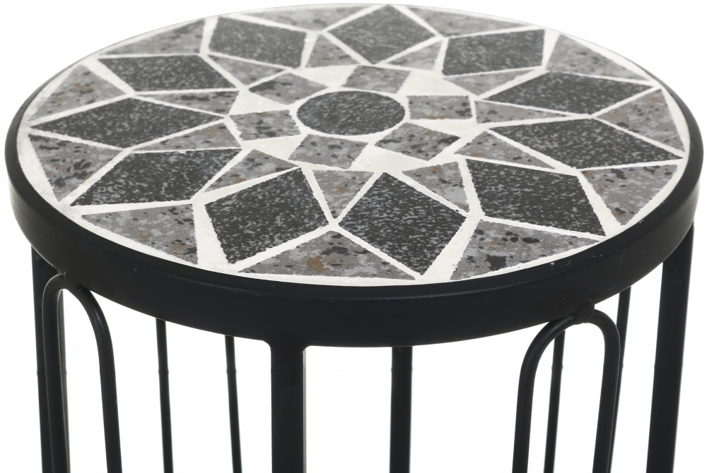 Підставка для квітів кругла з мозаїкою JF232310-3 20х20x25 см чорний/чорний