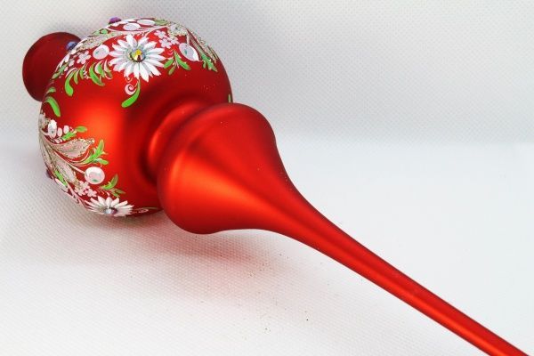 Набор елочных шаров Ромашки красные d80 мм 8 см 7 шт./уп. 