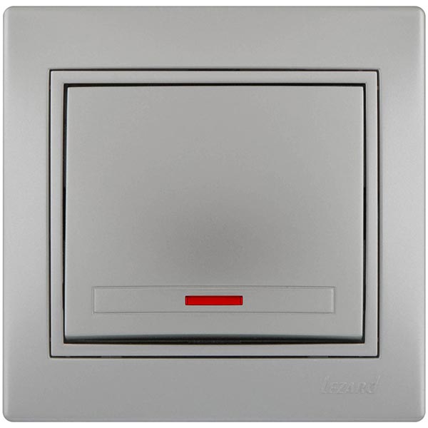 Выключатель одноклавишный Lezard Mira с подсветкой 10 А 250В IP20 серый 701-1010-111