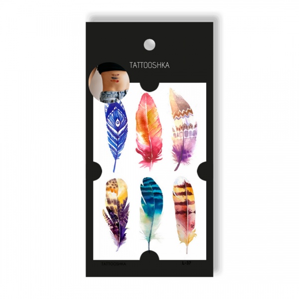 Временная татуировка Tattooshka 6 перышек L-37