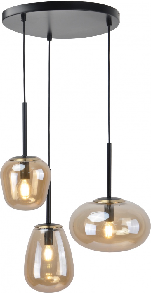 Світильник підвісний Sensio Hollywood 3x40 Вт E14 чорний із бурштиновим ALB-P00418-AM-E