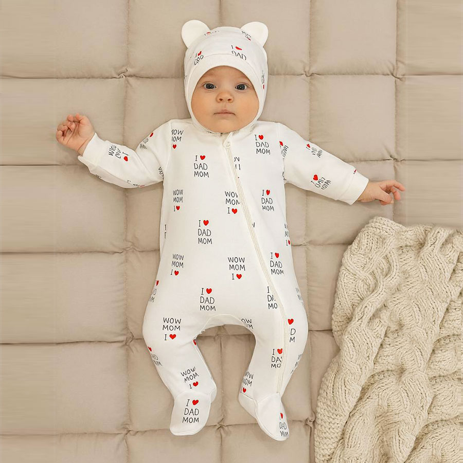 Комбінезон унісекс Blanka Люблю тата маму р.56-62 бежевий 110867