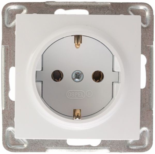 Розетка с заземлением Ospel Impresja 16 А 250 В без шторок белый