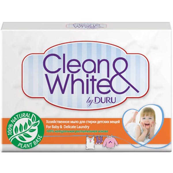 Хозяйственное мыло Duru Clean & white для стирки детских вещей 125 г 1 шт./уп.