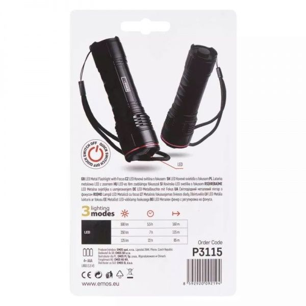 Фонарик Emos P3115 черный