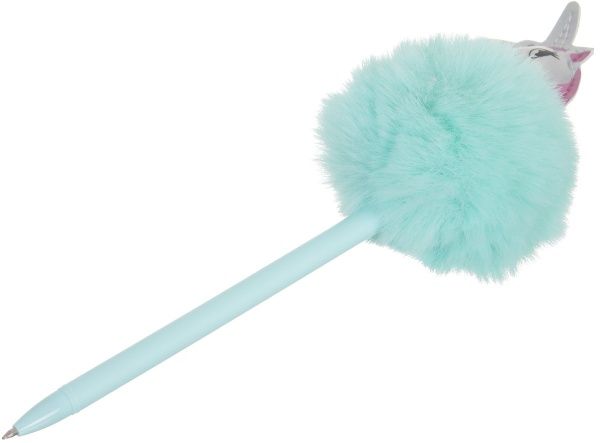 Ручка шариковая Пушистый голубой единорог 