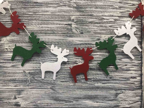 Подвеска фетровая Гирлянда Олень, 2 м