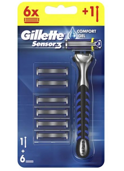 Станок для гоління Gillette Sensor3 + 6 змінних картриджів