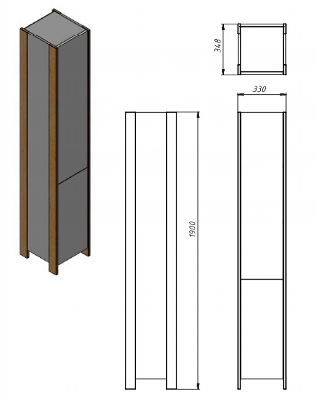 Пенал для ванной комнаты ЮВЕНТА Brooklyn - 190 черный