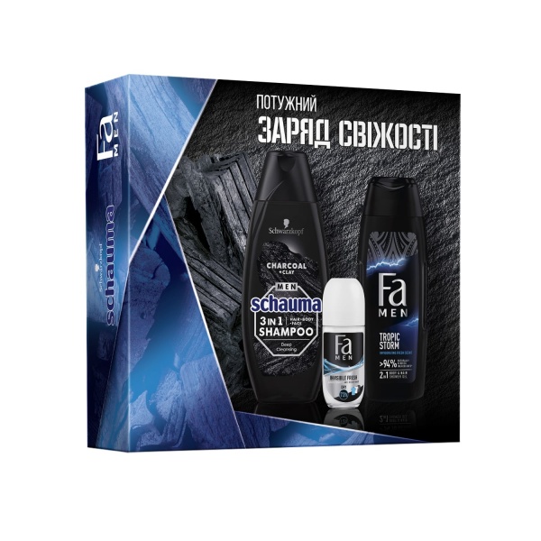 Набір подарунковий для чоловіків Fa Шампунь 400 мл + Гель для душу 250 мл + Роликовий антиперспірант 50 мл