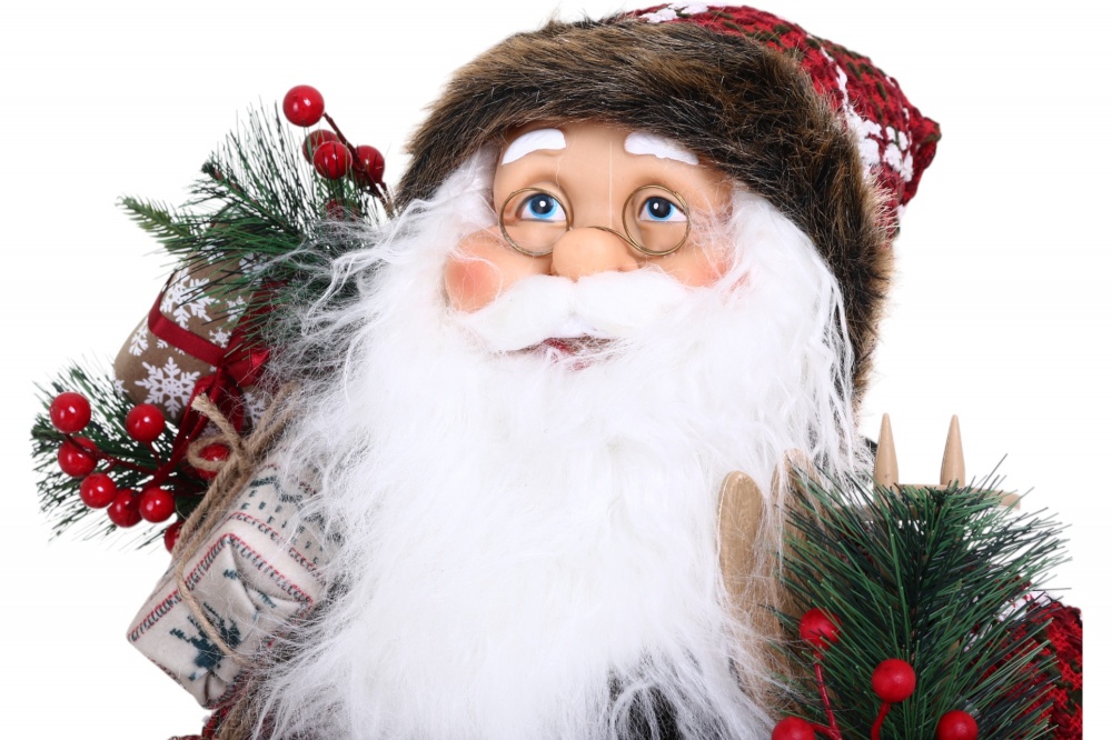 Декорация новогодняя Санта лесной красно-зеленой клетки 80 см