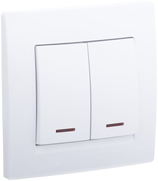Вимикач двоклавішний UP! (Underprice) One Plus з підсвіткою 10 А 220В білий 706-0202-112