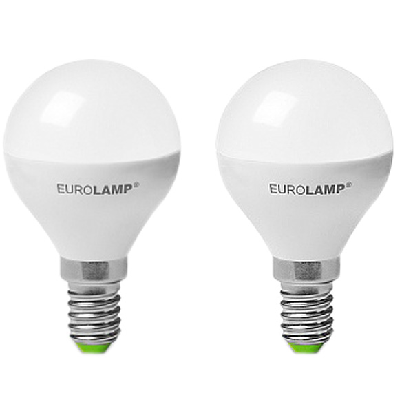 Лампа LED Eurolamp G45 5 Вт E14 4000K холодный свет 2 шт