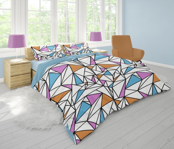 Комплект постільної білизни Мозаїка євро біло-блакитний Rigel 