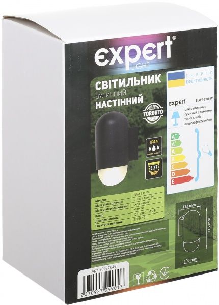 Светильник уличный настенный Expert Toronto ELWf-336-W E27 15 Вт IP44 черный 